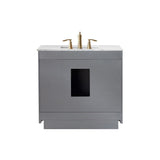 Altair - Ivy 36" Single Bathroom Vanity Set in Gray/Royal Blue/White and Carrara White Marble Countertop with Mirror | 531036-XX-CA