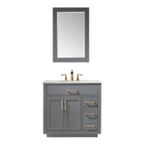 Altair - Ivy 36" Single Bathroom Vanity Set in Gray/Royal Blue/White and Carrara White Marble Countertop with Mirror | 531036-XX-CA