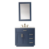Altair - Ivy 36" Single Bathroom Vanity Set in Gray/Royal Blue/White and Carrara White Marble Countertop with Mirror | 531036-XX-CA