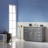 Altair - Ivy 48" Single Bathroom Vanity Set in Gray/Royal Blue/White and Carrara White Marble Countertop without Mirror | 531048-XX-CA-NM