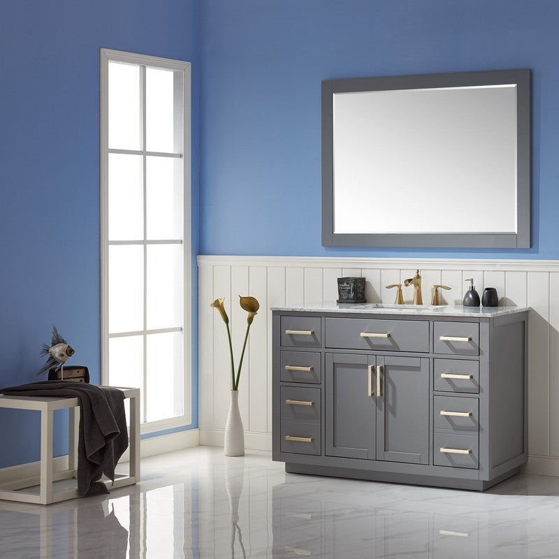 Altair - Ivy 48" Single Bathroom Vanity Set in Gray/Royal Blue/White and Carrara White Marble Countertop with Mirror | 531048-XX-CA