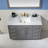 Altair - Ivy 48" Single Bathroom Vanity Set in Gray/Royal Blue/White and Carrara White Marble Countertop with Mirror | 531048-XX-CA