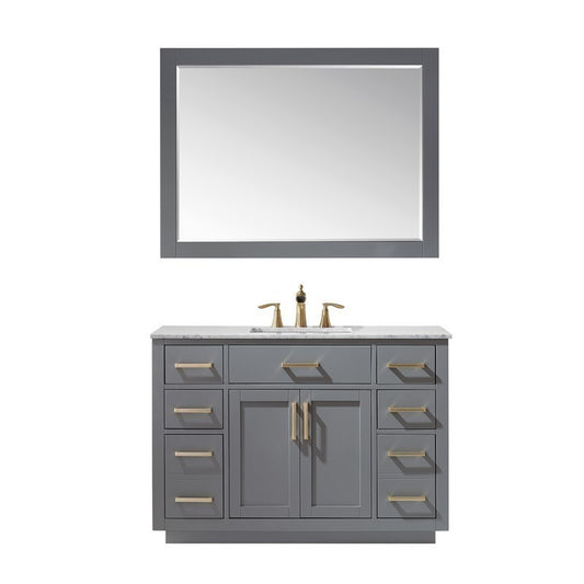Altair - Ivy 48" Single Bathroom Vanity Set in Gray/Royal Blue/White and Carrara White Marble Countertop with Mirror | 531048-XX-CA