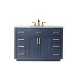 Altair - Ivy 48" Single Bathroom Vanity Set in Gray/Royal Blue/White and Carrara White Marble Countertop without Mirror | 531048-XX-CA-NM