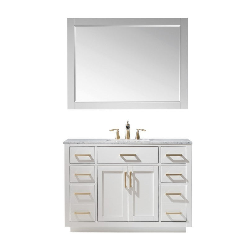 Altair - Ivy 48" Single Bathroom Vanity Set in Gray/Royal Blue/White and Carrara White Marble Countertop with Mirror | 531048-XX-CA