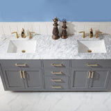 Altair - Ivy 72" Double Bathroom Vanity Set in Gray/Royal Blue/White and Carrara White Marble Countertop without Mirror | 531072-XX-CA-NM