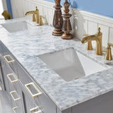 Altair - Ivy 72" Double Bathroom Vanity Set in Gray/Royal Blue/White and Carrara White Marble Countertop without Mirror | 531072-XX-CA-NM