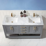 Altair - Remi 60" Double Bathroom Vanity Set in Gray/Royal Blue/White and Carrara White Marble Countertop without Mirror | 532060-XX-CA-NM