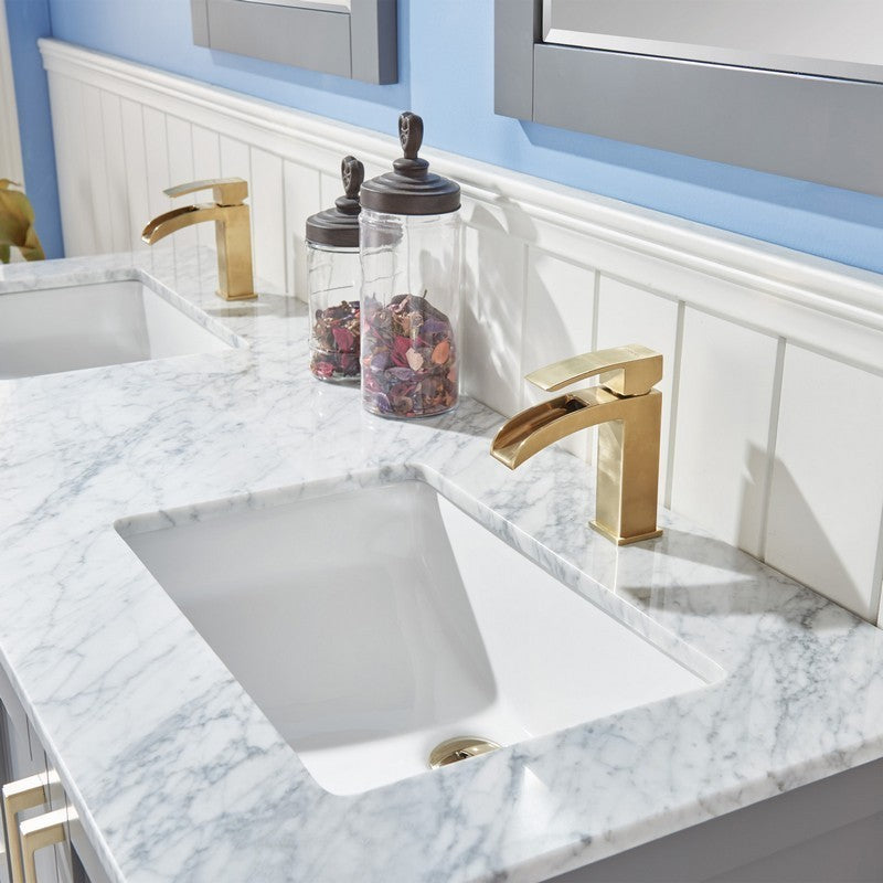 Altair - Remi 60" Double Bathroom Vanity Set in Gray/Royal Blue/White and Carrara White Marble Countertop without Mirror | 532060-XX-CA-NM