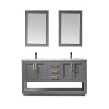 Altair - Remi 60" Double Bathroom Vanity Set in Gray/Royal Blue/White and Carrara White Marble Countertop with Mirror | 532060-XX-CA