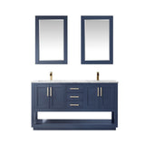 Altair - Remi 60" Double Bathroom Vanity Set in Gray/Royal Blue/White and Carrara White Marble Countertop with Mirror | 532060-XX-CA