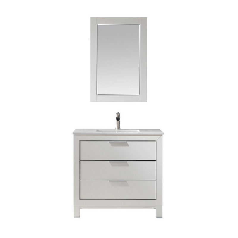 Altair - Jackson 36" Single Bathroom Vanity Set in Royal Blue and Composite Carrara White Stone Countertop with Mirror | 533036-RB-AW