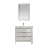 Altair - Jackson 36" Single Bathroom Vanity Set in Royal Blue and Composite Carrara White Stone Countertop with Mirror | 533036-RB-AW