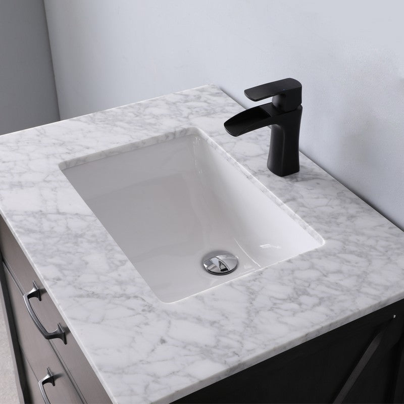 Altair - Maribella 30" Single Bathroom Vanity Set in Rust Black/White and Carrara White Marble Countertop without Mirror | 535030-XX-CA-NM