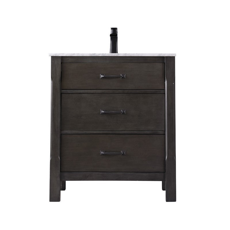 Altair - Maribella 30" Single Bathroom Vanity Set in Rust Black/White and Carrara White Marble Countertop without Mirror | 535030-XX-CA-NM