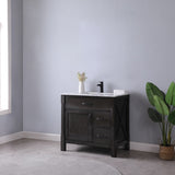 Altair - Maribella 36" Single Bathroom Vanity Set in Rust Black/White and Carrara White Marble Countertop without Mirror | 535036-XX-CA-NM