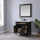 Altair - Maribella 36" Single Bathroom Vanity Set in Black/White and Carrara White Marble Countertop with Mirror | 535036-XX-CA