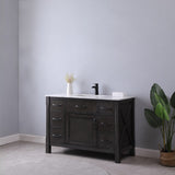 Altair - Maribella 48" Single Bathroom Vanity Set in Rust Black/White and Carrara White Marble Countertop without Mirror | 535048-XX-CA-NM