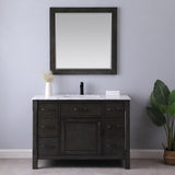 Altair - Maribella 48" Single Bathroom Vanity Set in Black/White and Carrara White Marble Countertop with Mirror | 535048-XX-CA