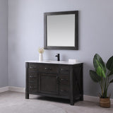 Altair - Maribella 48" Single Bathroom Vanity Set in Black/White and Carrara White Marble Countertop with Mirror | 535048-XX-CA