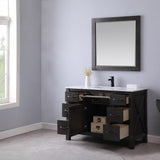 Altair - Maribella 48" Single Bathroom Vanity Set in Black/White and Carrara White Marble Countertop with Mirror | 535048-XX-CA