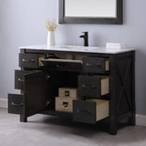 Altair - Maribella 48" Single Bathroom Vanity Set in Black/White and Carrara White Marble Countertop with Mirror | 535048-XX-CA