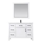 Altair - Maribella 48" Single Bathroom Vanity Set in Black/White and Carrara White Marble Countertop with Mirror | 535048-XX-CA
