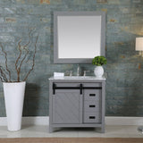 Altair - Kinsley 36" Single Bathroom Vanity Set in Gray/White and Carrara White Marble Countertop with Mirror | 536036-XX-CA