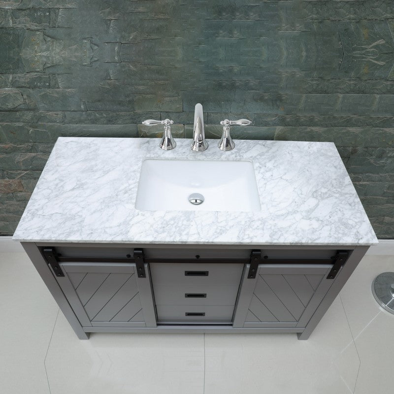 Altair - Kinsley 48" Single Bathroom Vanity Set in Gray/White and Carrara White Marble Countertop without Mirror | 536048-XX-CA-NM