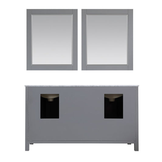 Altair - Kinsley 60" Double Bathroom Vanity Set in Gray/White and Carrara White Marble Countertop with Mirror | 536060-XX-CA