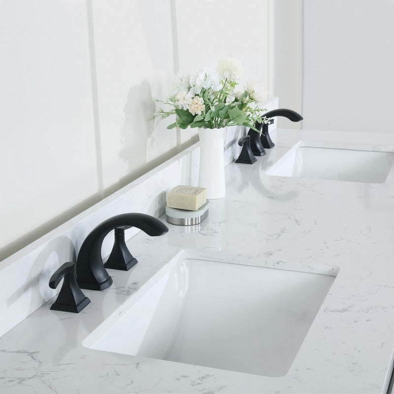 Altair - Kinsley 72" Double Bathroom Vanity Set in White and Carrara White Marble Countertop without Mirror | 536072-WH-AW-NM