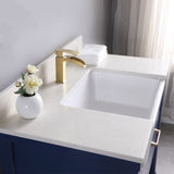 Altair - Georgia 36" Single Bathroom Vanity Set in Jewelry Blue/White and Composite Carrara White Stone Top with White Farmhouse Basin without Mirror | 537036-XX-AW-NM