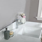 Altair - Georgia 42" Single Bathroom Vanity Set in White and Composite Carrara White Stone Top with White Farmhouse Basin without Mirror | 537042-WH-AW-NM