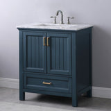 Altair - Isla 30" Single Bathroom Vanity Set in Gray/Classic Blue/White and Carrara White Marble Countertop without Mirror | 538030-XX-CA-NM