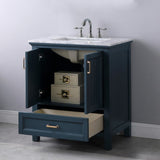 Altair - Isla 30" Single Bathroom Vanity Set in Gray/Classic Blue/White and Carrara White Marble Countertop without Mirror | 538030-XX-CA-NM
