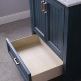 Altair - Isla 30" Single Bathroom Vanity Set in Gray/Classic Blue/White and Carrara White Marble Countertop without Mirror | 538030-XX-CA-NM