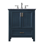 Altair - Isla 30" Single Bathroom Vanity Set in Gray/Classic Blue/White and Carrara White Marble Countertop without Mirror | 538030-XX-CA-NM