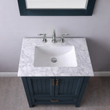 Altair - Isla 30" Single Bathroom Vanity Set in Gray/Classic Blue/White and Carrara White Marble Countertop with Mirror | 538030-XX-CA