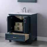Altair - Isla 30" Single Bathroom Vanity Set in Gray/Classic Blue/White and Carrara White Marble Countertop with Mirror | 538030-XX-CA