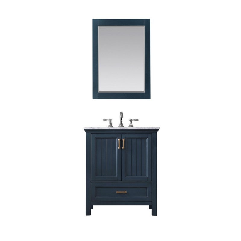 Altair - Isla 30" Single Bathroom Vanity Set in Gray/Classic Blue/White and Carrara White Marble Countertop with Mirror | 538030-XX-CA