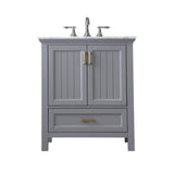 Altair - Isla 30" Single Bathroom Vanity Set in Gray/Classic Blue/White and Carrara White Marble Countertop without Mirror | 538030-XX-CA-NM