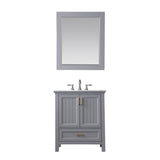 Altair - Isla 30" Single Bathroom Vanity Set in Gray/Classic Blue/White and Carrara White Marble Countertop with Mirror | 538030-XX-CA