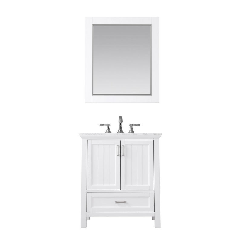 Altair - Isla 30" Single Bathroom Vanity Set in Gray/Classic Blue/White and Carrara White Marble Countertop with Mirror | 538030-XX-CA
