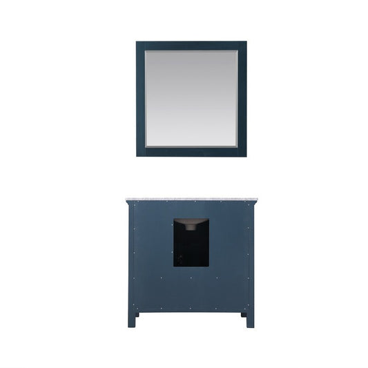 Altair - Isla 36" Single Bathroom Vanity Set in Gray/Classic Blue/White and Carrara White Marble Countertop with Mirror | 538036-XX-CA