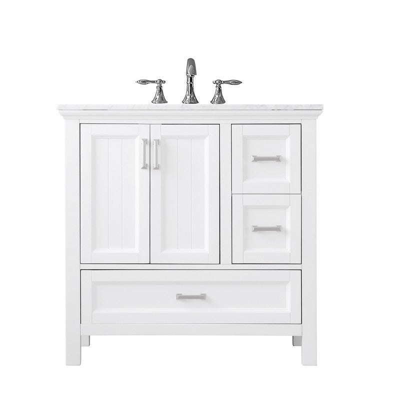 Altair - Isla 36" Single Bathroom Vanity Set in Gray/Classic Blue/White and Carrara White Marble Countertop without Mirror | 538036-XX-CA-NM