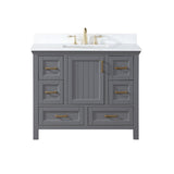 Altair - Isla 42" Single Bathroom Vanity Set in Classic Blue/Gray and Composite Carrara White Stone Countertop with Mirror | 538042-XX-AW