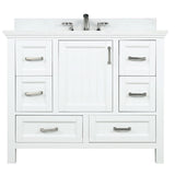 Altair - Isla 42" Single Bathroom Vanity Set in White and Carrara White Marble Countertop without Mirror | 538042-WH-AW-NM