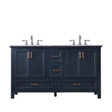 Altair - Isla 60" Double Bathroom Vanity Set in Gray/Classic Blue/White and Carrara White Marble Countertop without Mirror | 538060-XX-CA-NM