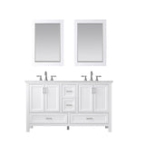 Altair - Isla 60" Double Bathroom Vanity Set in Gray/Classic Blue/White and Carrara White Marble Countertop with Mirror | 538060-XX-CA