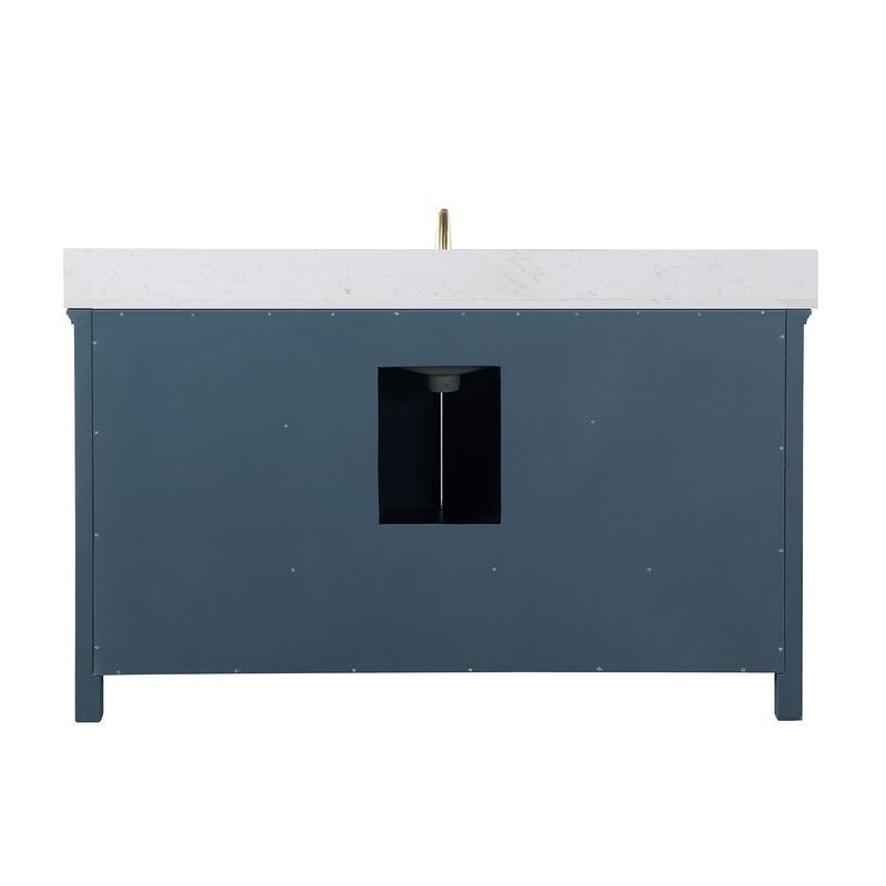 Altair - Isla 60" Single Bathroom Vanity Set in Classic Blue/Gray and Composite Carrara White Stone Countertop without Mirror | 538060S-XX-AW-NM